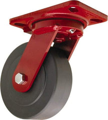 Hamilton - 6" Diam x 2" Wide x 7-3/4" OAH Top Plate Mount Swivel Caster - Nylon, 2,000 Lb Capacity, Sealed Precision Ball Bearing, 4-1/2 x 6-1/2" Plate - Apex Tool & Supply