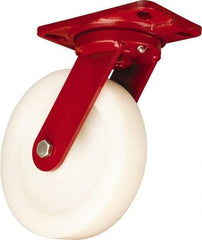 Hamilton - 8" Diam x 2" Wide x 9-3/4" OAH Top Plate Mount Swivel Caster - Nylon, Sealed Precision Ball Bearing, 4-1/2 x 6-1/2" Plate - Apex Tool & Supply
