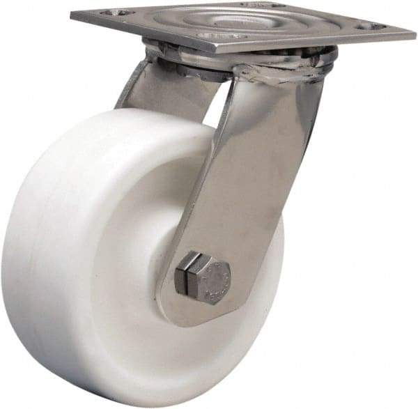 Hamilton - 5" Diam x 2" Wide x 6-1/2" OAH Top Plate Mount Swivel Caster - Polyolefin, 650 Lb Capacity, Delrin Bearing, 3-3/4 x 4-1/2" Plate - Apex Tool & Supply