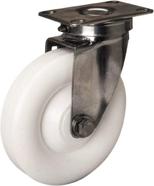 Hamilton - 5" Diam x 1-3/8" Wide x 6-1/4" OAH Top Plate Mount Swivel Caster - Polyolefin, 300 Lb Capacity, Plain Bore Bearing, 2-3/8 x 3-5/8" Plate - Apex Tool & Supply