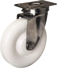 Hamilton - 5" Diam x 1-3/8" Wide x 6-1/4" OAH Top Plate Mount Swivel Caster - Polyolefin, 300 Lb Capacity, Plain Bore Bearing, 2-3/8 x 3-5/8" Plate - Apex Tool & Supply