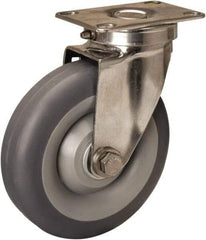 Hamilton - 5" Diam x 1-3/8" Wide x 6-1/4" OAH Top Plate Mount Swivel Caster - Rubber Mold on Polyolefin, 275 Lb Capacity, Delrin Bearing, 2-3/8 x 3-5/8" Plate - Apex Tool & Supply