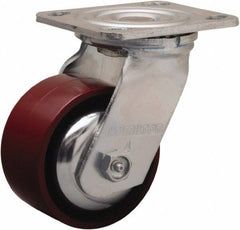 Hamilton - 4" Diam x 2" Wide x 5-5/8" OAH Top Plate Mount Swivel Caster - Cast Iron, 900 Lb Capacity, Sealed Precision Ball Bearing, 4 x 4-1/2" Plate - Apex Tool & Supply