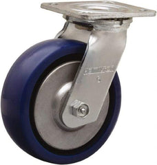 Hamilton - 6" Diam x 2" Wide x 7-1/2" OAH Top Plate Mount Swivel Caster - Polyurethane, 900 Lb Capacity, Sealed Precision Ball Bearing, 4 x 4-1/2" Plate - Apex Tool & Supply