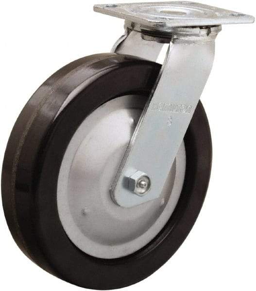 Hamilton - 8" Diam x 2" Wide x 9-1/2" OAH Top Plate Mount Swivel Caster - Phenolic, 1,250 Lb Capacity, Straight Roller Bearing, 4 x 4-1/2" Plate - Apex Tool & Supply