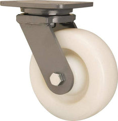 Hamilton - 6" Diam x 2" Wide x 7-1/2" OAH Top Plate Mount Swivel Caster - Nylon, Sealed Precision Ball Bearing, 4 x 5" Plate - Apex Tool & Supply