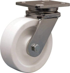 Hamilton - 6" Diam x 2" Wide x 7-1/2" OAH Top Plate Mount Swivel Caster - Polyolefin, 750 Lb Capacity, Delrin Bearing, 4 x 5" Plate - Apex Tool & Supply