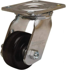 Hamilton - 3-1/4" Diam x 1-1/2" Wide x 5-1/4" OAH Top Plate Mount Swivel Caster - Phenolic, 550 Lb Capacity, Straight Roller Bearing, 4 x 4-1/2" Plate - Apex Tool & Supply