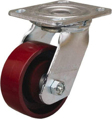Hamilton - 4" Diam x 1-1/2" Wide x 5-5/8" OAH Top Plate Mount Swivel Caster - Cast Iron, 550 Lb Capacity, Straight Roller Bearing, 4 x 4-1/2" Plate - Apex Tool & Supply