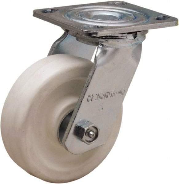 Hamilton - 5" Diam x 1-1/2" Wide x 6-1/8" OAH Top Plate Mount Swivel Caster - Polyolefin, 450 Lb Capacity, Delrin Bearing, 4 x 4-1/2" Plate - Apex Tool & Supply