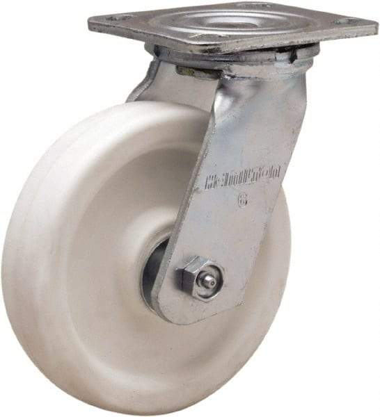 Hamilton - 6" Diam x 1-1/2" Wide x 7-1/2" OAH Top Plate Mount Swivel Caster - Polyolefin, 550 Lb Capacity, Delrin Bearing, 4 x 4-1/2" Plate - Apex Tool & Supply