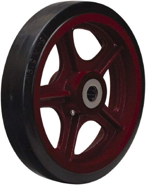 Hamilton - 12 Inch Diameter x 3 Inch Wide, Rubber on Cast Iron Caster Wheel - 1,140 Lb. Capacity, 3-1/4 Inch Hub Length, 1-15/16 Inch Axle Diameter, Plain Bore Bearing - Apex Tool & Supply