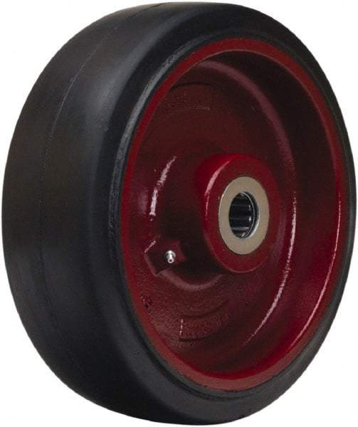 Hamilton - 12 Inch Diameter x 4 Inch Wide, Rubber on Cast Iron Caster Wheel - 1,600 Lb. Capacity, 4-1/4 Inch Hub Length, 1 Inch Axle Diameter, Straight Roller Bearing - Apex Tool & Supply