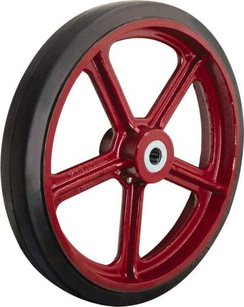 Hamilton - 18 Inch Diameter x 3 Inch Wide, Rubber on Cast Iron Caster Wheel - 1,550 Lb. Capacity, 3-1/4 Inch Hub Length, 1 Inch Axle Diameter, Straight Roller Bearing - Apex Tool & Supply