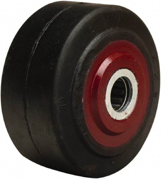 Hamilton - 4 Inch Diameter x 2 Inch Wide, Rubber on Cast Iron Caster Wheel - 300 Lb. Capacity, 2-1/4 Inch Hub Length, 1/2 Inch Axle Diameter, Straight Roller Bearing - Apex Tool & Supply