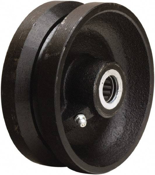 Hamilton - 5 Inch Diameter x 2 Inch Wide, Cast Iron Caster Wheel - 800 Lb. Capacity, 2-3/16 Inch Hub Length, 1/2 Inch Axle Diameter, Straight Roller Bearing - Apex Tool & Supply