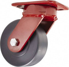 Hamilton - 5" Diam x 2" Wide x 6-1/2" OAH Top Plate Mount Swivel Caster - Nylon, 2,000 Lb Capacity, Sealed Precision Ball Bearing, 4 x 5" Plate - Apex Tool & Supply