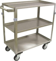 Jamco - 600 Lb Capacity, 36" Wide x 22" Long x 34" High Shelf Cart - 3 Shelf, Stainless Steel, 4 Swivel Casters - Apex Tool & Supply
