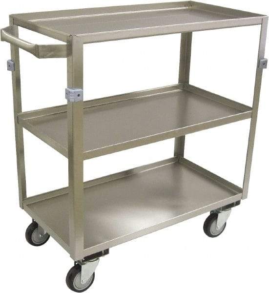 Jamco - 600 Lb Capacity, 24" Wide x 16" Long x 34" High Shelf Cart - 3 Shelf, Stainless Steel, 4 Swivel Casters - Apex Tool & Supply