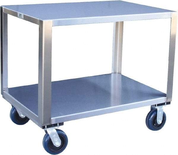 Jamco - 1,800 Lb Capacity, 60" Wide x 30" Long x 31" High Transport Cart - 2 Shelf, Stainless Steel, 2 Rigid/2 Swivel Casters - Apex Tool & Supply