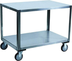 Jamco - 1,200 Lb Capacity, 60" Wide x 30" Long x 30" High Transport Cart - 2 Shelf, Stainless Steel, 2 Rigid/2 Swivel Casters - Apex Tool & Supply