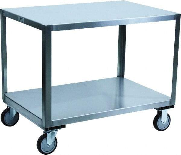 Jamco - 1,200 Lb Capacity, 48" Wide x 24" Long x 30" High Transport Cart - 2 Shelf, Stainless Steel, 2 Rigid/2 Swivel Casters - Apex Tool & Supply