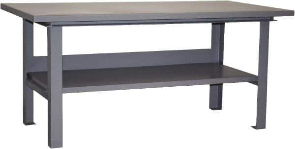 Jamco - 72 Wide x 36" Deep x 34" High, 12 Gauge Steel Work Table - 12 Gauge Steel Top, Fixed Legs, Gray - Apex Tool & Supply
