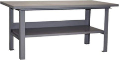 Jamco - 72 Wide x 36" Deep x 34" High, 12 Gauge Steel Work Table - 12 Gauge Steel Top, Fixed Legs, Gray - Apex Tool & Supply