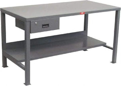 Jamco - 60 Wide x 30" Deep x 34" High, 12 Gauge Steel Heavy-Duty Workbench with Drawer - 12 Gauge Steel Top, Fixed Legs, Gray - Apex Tool & Supply