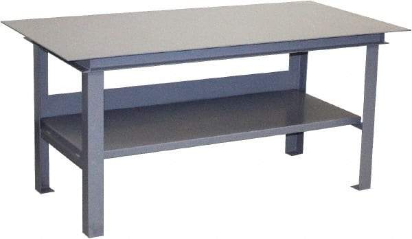 Jamco - 60 Wide x 36" Deep x 34" High, 12 Gauge Steel Work Table - 12 Gauge Steel Top, Fixed Legs, Gray - Apex Tool & Supply