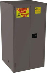 Jamco - 2 Door, 1 Shelf, Yellow Steel Double Wall Safety Cabinet for Flammable and Combustible Liquids - 65" High x 34" Wide x 34" Deep, Manual Closing Door, 3 Point Key Lock, 60 Gal Capacity - Apex Tool & Supply