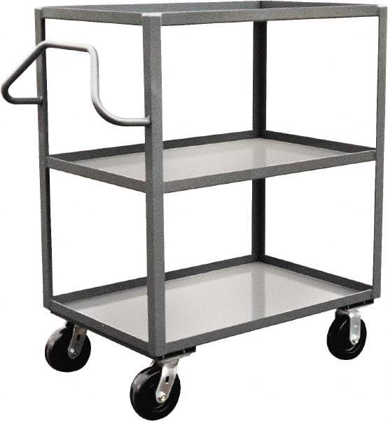 Jamco - 3,000 Lb Capacity, 3 Shelf, Steel Stock Truck - 24" Long x 60" Wide x 48" High, 6" Diam Phenolic Wheels - Apex Tool & Supply