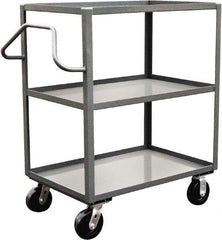 Jamco - 3,000 Lb Capacity, 3 Shelf, Steel Stock Truck - 36" Long x 72" Wide x 48" High, 6" Diam Phenolic Wheels - Apex Tool & Supply