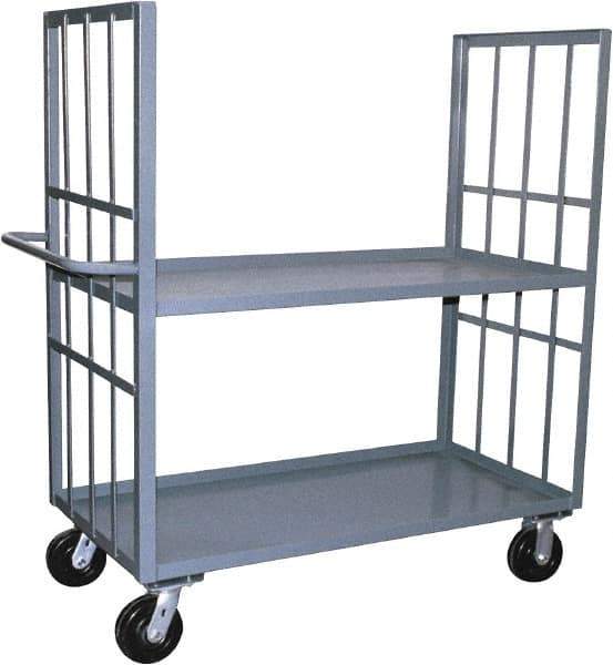 Jamco - 3,000 Lb Capacity, 2 Shelf, 2-Sided Steel Slat Truck - 24" Long x 60" Wide x 57" High, 6" Diam Phenolic Wheels - Apex Tool & Supply