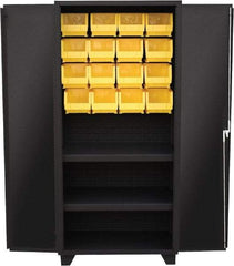 Jamco - 2 Shelf 16 Bin Storage Cabinet - Steel, 36" Wide x 24" Deep x 78" High, Black - Apex Tool & Supply