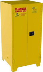 Jamco - 2 Door, 2 Shelf, Yellow Steel Double Wall Safety Cabinet for Flammable and Combustible Liquids - 70" High x 34" Wide x 34" Deep, Self Closing Door, 3 Point Key Lock, 60 Gal Capacity - Apex Tool & Supply
