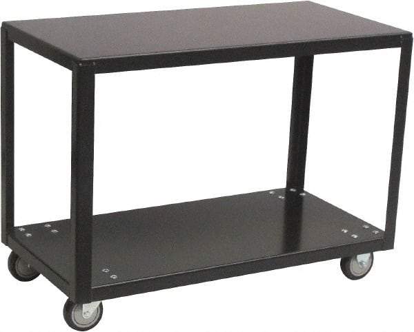 Jamco - 800 Lb Capacity, 48" Wide x 24" Long x 28" High Transport Cart - 2 Shelf, Steel, 2 Rigid/2 Swivel Casters - Apex Tool & Supply