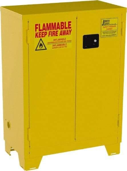 Jamco - 2 Door, 2 Shelf, Yellow Steel Double Wall Safety Cabinet for Flammable and Combustible Liquids - 49" High x 18" Wide x 34" Deep, Self Closing Door, 3 Point Key Lock, 28 Gal Capacity - Apex Tool & Supply