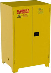 Jamco - 2 Door, 2 Shelf, Yellow Steel Double Wall Safety Cabinet for Flammable and Combustible Liquids - 70" High x 34" Wide x 43" Deep, Manual Closing Door, 3 Point Key Lock, 90 Gal Capacity - Apex Tool & Supply