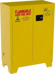 Jamco - 2 Door, 2 Shelf, Yellow Steel Double Wall Safety Cabinet for Flammable and Combustible Liquids - 49" High x 18" Wide x 34" Deep, Manual Closing Door, 3 Point Key Lock, 28 Gal Capacity - Apex Tool & Supply