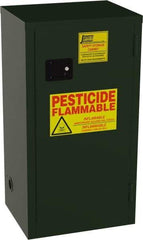Jamco - 1 Door, 2 Shelf, Green Steel Double Wall Safety Cabinet for Flammable and Combustible Liquids - 44" High x 18" Wide x 23" Deep, Manual Closing Door, 3 Point Key Lock, 18 Gal Capacity - Apex Tool & Supply