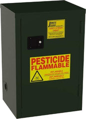 Jamco - 1 Door, 1 Shelf, Green Steel Double Wall Safety Cabinet for Flammable and Combustible Liquids - 35" High x 18" Wide x 23" Deep, Manual Closing Door, 3 Point Key Lock, 12 Gal Capacity - Apex Tool & Supply