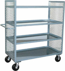 Jamco - 3,000 Lb Capacity, 4 Shelf, 2-Sided Steel Mesh Stock Truck - 24" Long x 60" Wide x 57" High, 6" Diam Phenolic Wheels - Apex Tool & Supply