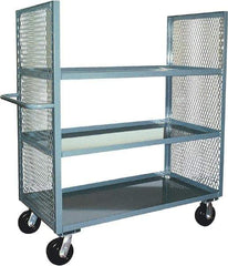 Jamco - 3,000 Lb Capacity, 3 Shelf, 2-Sided Steel Mesh Stock Truck - 24" Long x 48" Wide x 57" High, 6" Diam Phenolic Wheels - Apex Tool & Supply