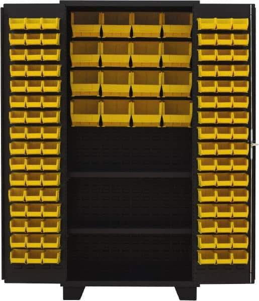 Jamco - 2 Shelf 112 Bin Storage Cabinet - Steel, 36" Wide x 24" Deep x 78" High, Black - Apex Tool & Supply