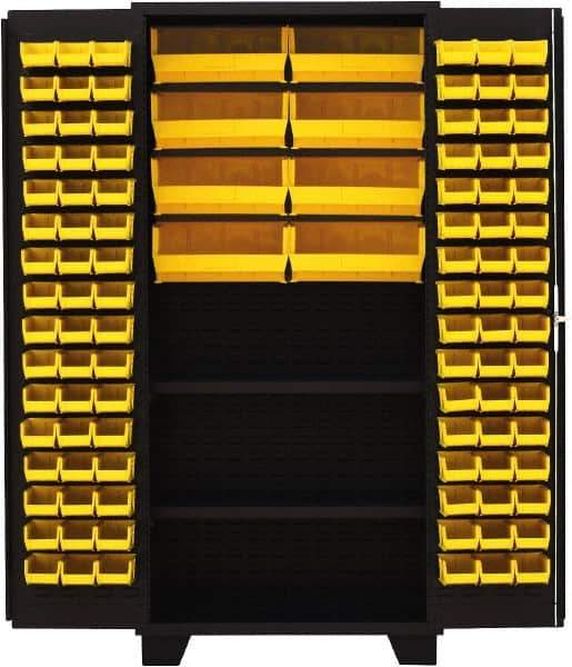 Jamco - 2 Shelf 104 Bin Storage Cabinet - Steel, 36" Wide x 24" Deep x 78" High, Black - Apex Tool & Supply