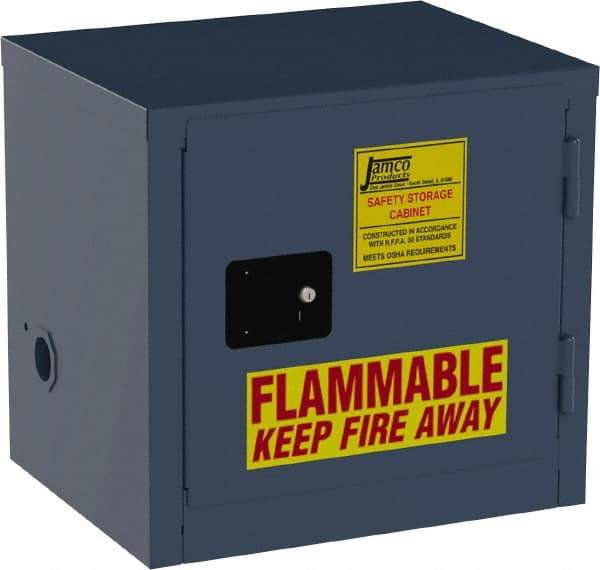 Jamco - 1 Door, Blue Steel Double Wall Safety Cabinet for Flammable and Combustible Liquids - 22" High x 18" Wide x 23" Deep, Self Closing Door, 3 Point Key Lock, 6 Gal Capacity - Apex Tool & Supply