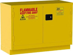 Jamco - 2 Door, 1 Shelf, Yellow Steel Double Wall Safety Cabinet for Flammable and Combustible Liquids - 35" High x 22" Wide x 48" Deep, Manual Closing Door, 3 Point Key Lock, 30 Gal Capacity - Apex Tool & Supply