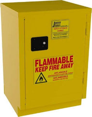 Jamco - 1 Door, 1 Shelf, Yellow Steel Double Wall Safety Cabinet for Flammable and Combustible Liquids - 35" High x 22" Wide x 24" Deep, Manual Closing Door, 3 Point Key Lock, 12 Gal Capacity - Apex Tool & Supply