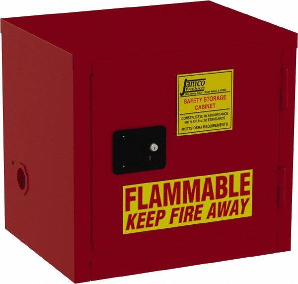 Jamco - 1 Door, 1 Shelf, Red Steel Double Wall Safety Cabinet for Flammable and Combustible Liquids - 22" High x 18" Wide x 23" Deep, Manual Closing Door, 3 Point Key Lock, 12 Gal Capacity - Apex Tool & Supply